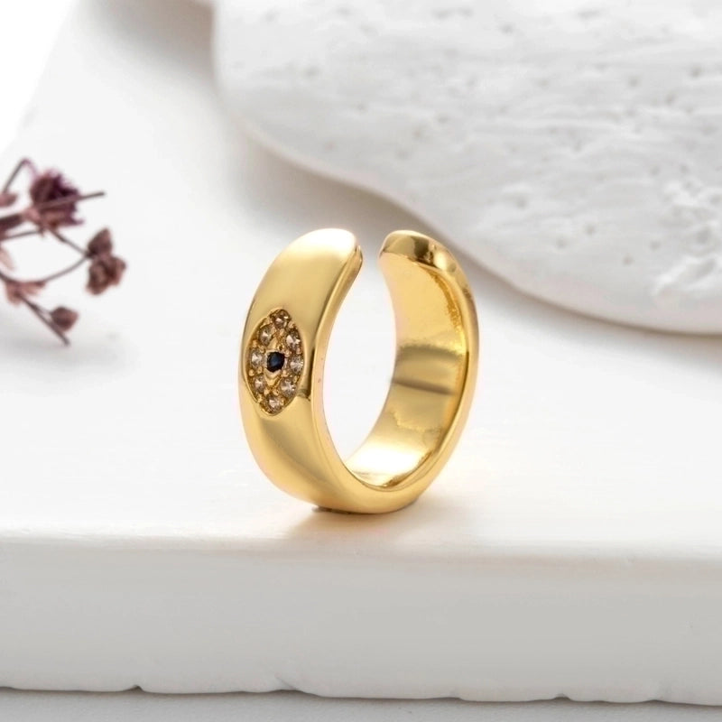 1 Piece Elegant Shiny Geometric Eye Snake Plating Inlay Copper Zircon Ear Cuffs