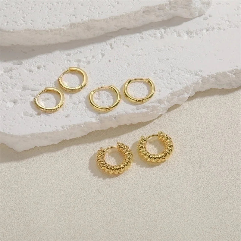 1 Pair Cute Minimalist Commute Square Plating Inlay Copper Zircon 14k Gold Plated Hoop Earrings