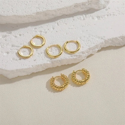 1 Pair Cute Minimalist Commute Square Plating Inlay Copper Zircon 14k Gold Plated Hoop Earrings