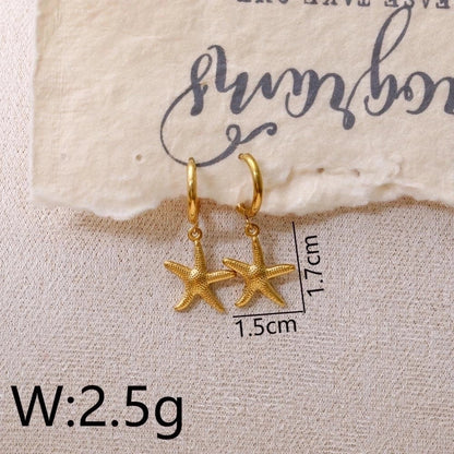 1 Pair Funny Romantic Scallop Fish 304 Stainless Steel 18K Gold Plated Drop Earrings