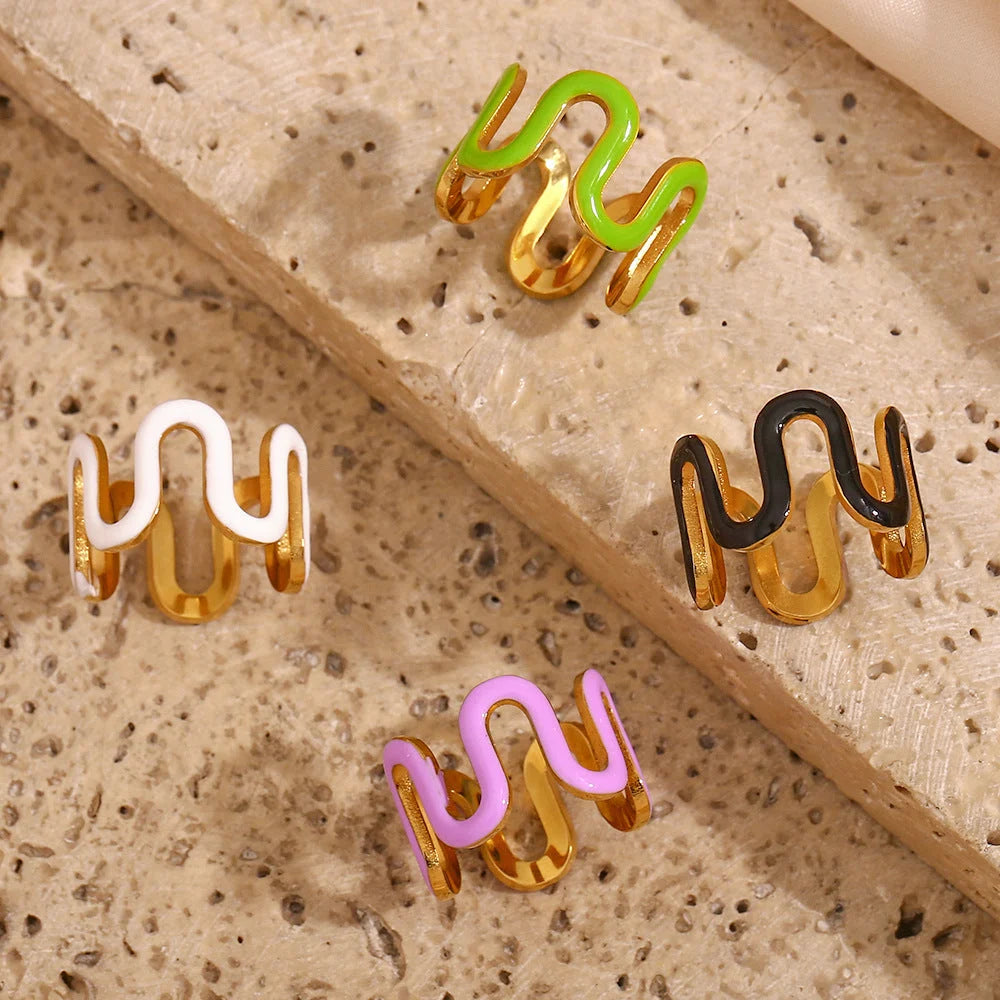 Fashion Circle Geometric Stainless Steel 18K Gold Plated Rings