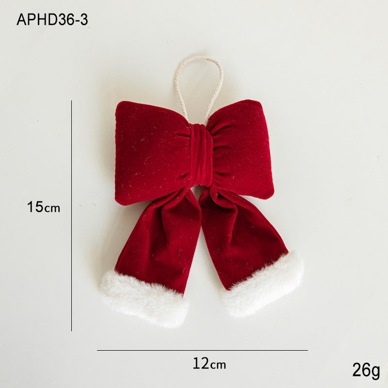 Christmas Bow Red Christmas Pendant Velvet Wedding Decoration Christmas Tree Ornament