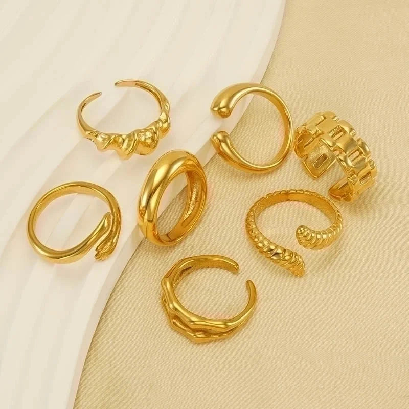 304 Stainless Steel 18K Gold Plated IG Style Plating Geometric Titanium Steel Open Ring