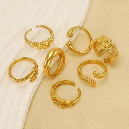 304 Stainless Steel 18K Gold Plated IG Style Plating Geometric Titanium Steel Open Ring