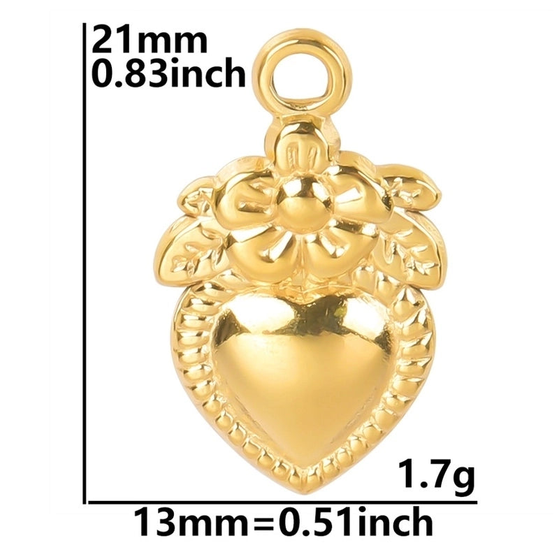 Casual Heart Shape Flower 304 Stainless Steel 18K Gold Plated Pendant Necklace Necklace Pendant