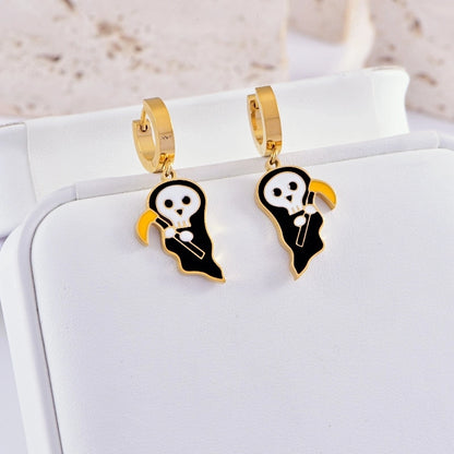 Minimalist Classic Style Pumpkin Skull Titanium Steel Plating Bracelets Earrings Necklace