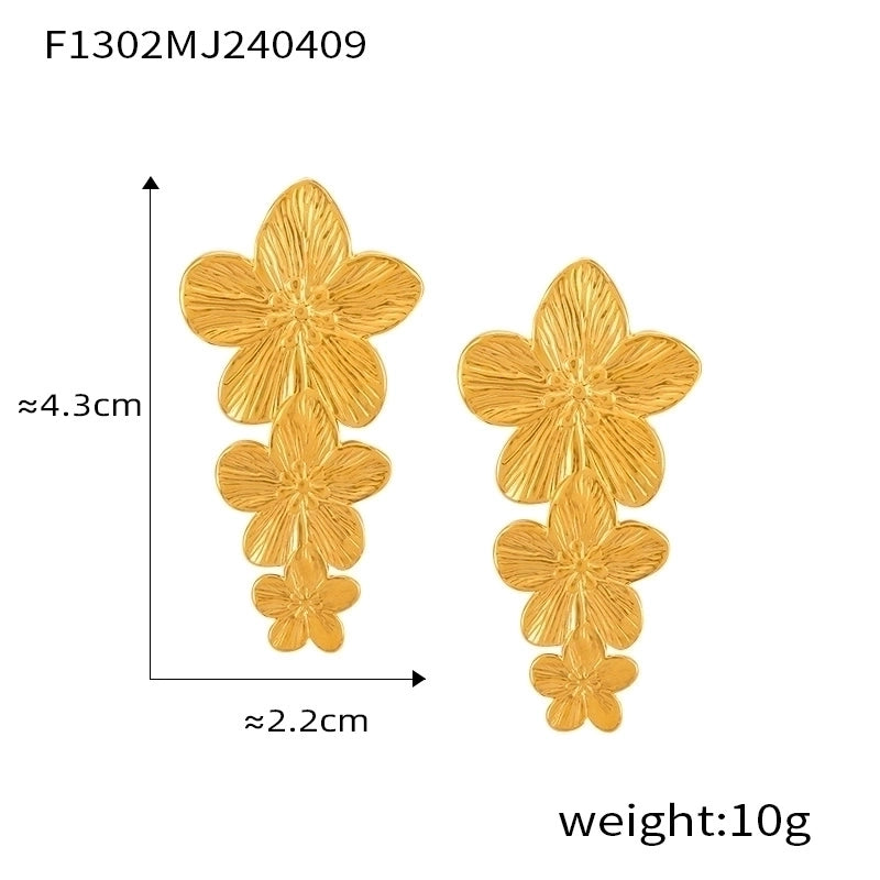 1 Pair Casual Sweet Minimalist Flower Petal Butterfly Inlay 304 Stainless Steel Pearl 18K Gold Plated Drop Earrings