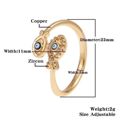 Fashion Enamel Drip Oil Evil Eye Retro Copper Tail Ring