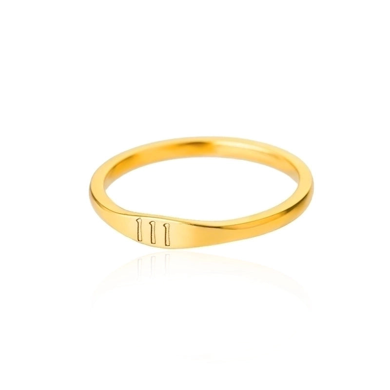 1 Piece Minimalist Number Stainless Steel Inlaid Gold Rings