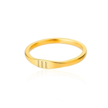 1 Piece Minimalist Number Stainless Steel Inlaid Gold Rings