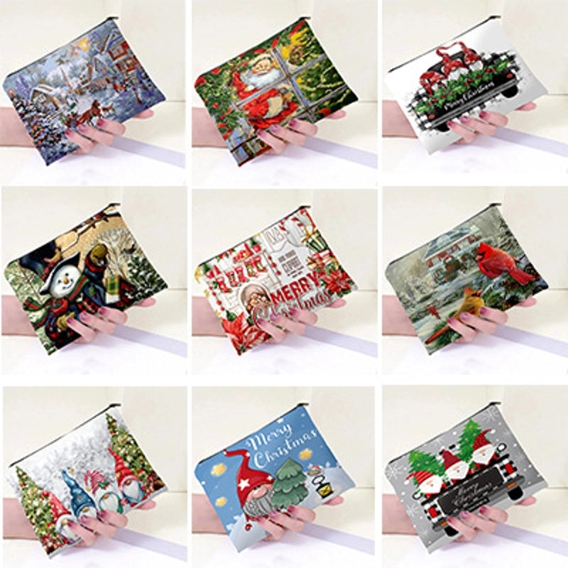 Hot Sale Christmas Holiday Printing Technology Cloth Cosmetic Bag Coin Purse Mobile Phone Bag