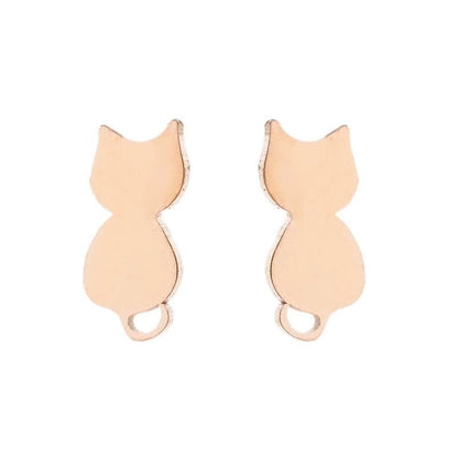 1 Pair Fashion Cat 304 Stainless Steel 18K Gold Plated Ear Studs