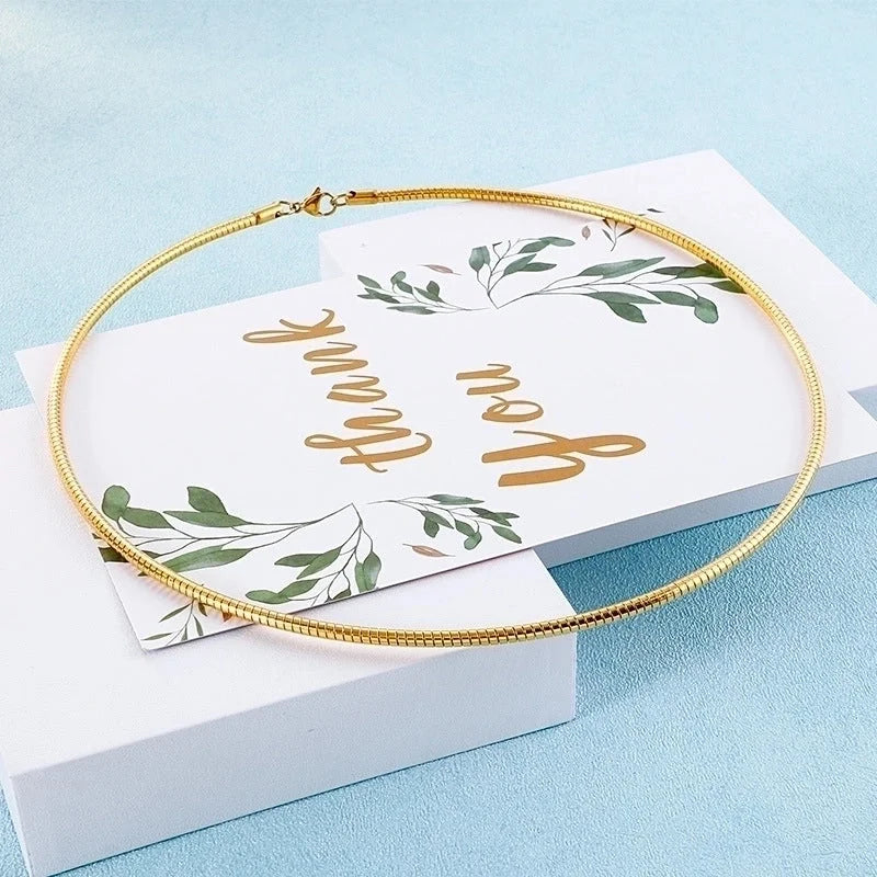 Titanium Steel 18K Gold Plated Minimalist Geometric Choker