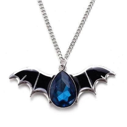Gothic Bat Alloy Inlay Rhinestones Halloween Men'S Pendant Necklace