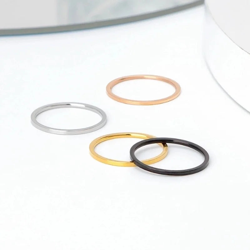 Minimalist Circle Titanium Steel 18K Gold Plated Plating Rings