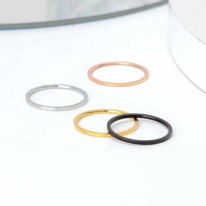Minimalist Circle Titanium Steel 18K Gold Plated Plating Rings