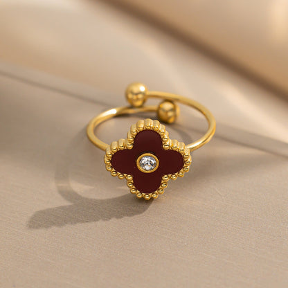 Four-leaf Clover Fashion Titanium Steel Electroplating Rings