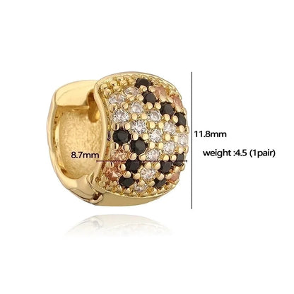 Copper 18K Gold Plated Enamel Inlay Round Snake Pattern Leopard Zircon Bracelets Earrings