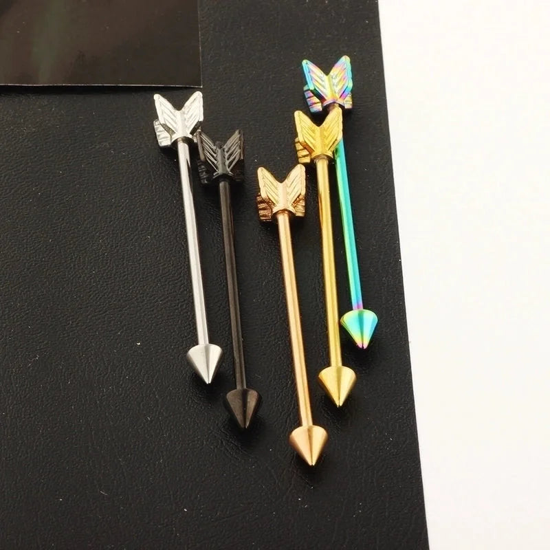 1 Piece Ear Cartilage Rings & Studs Minimalist Arrow 304 Stainless Steel Plating 18K Gold Plated Ear Cartilage Rings & Studs