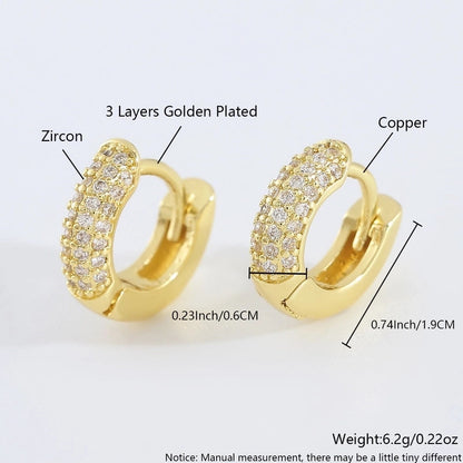 1 Pair Elegant Minimalist Classic Style Geometric Inlay Copper Zircon Earrings