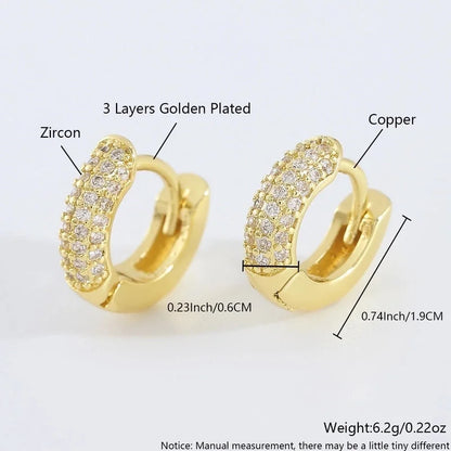1 Pair Elegant Minimalist Classic Style Geometric Inlay Copper Zircon Earrings