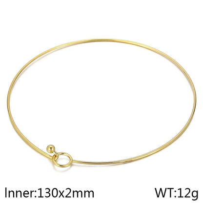 Minimalist Circle 304 Stainless Steel 18K Gold Plated Hollow Out Bracelets Necklace