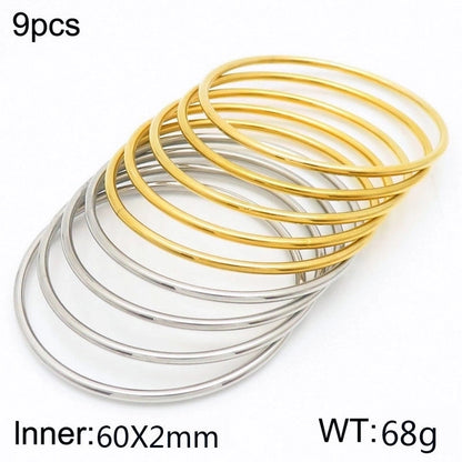 304 Stainless Steel 18K Gold Plated Minimalist Round Solid Color Bangle