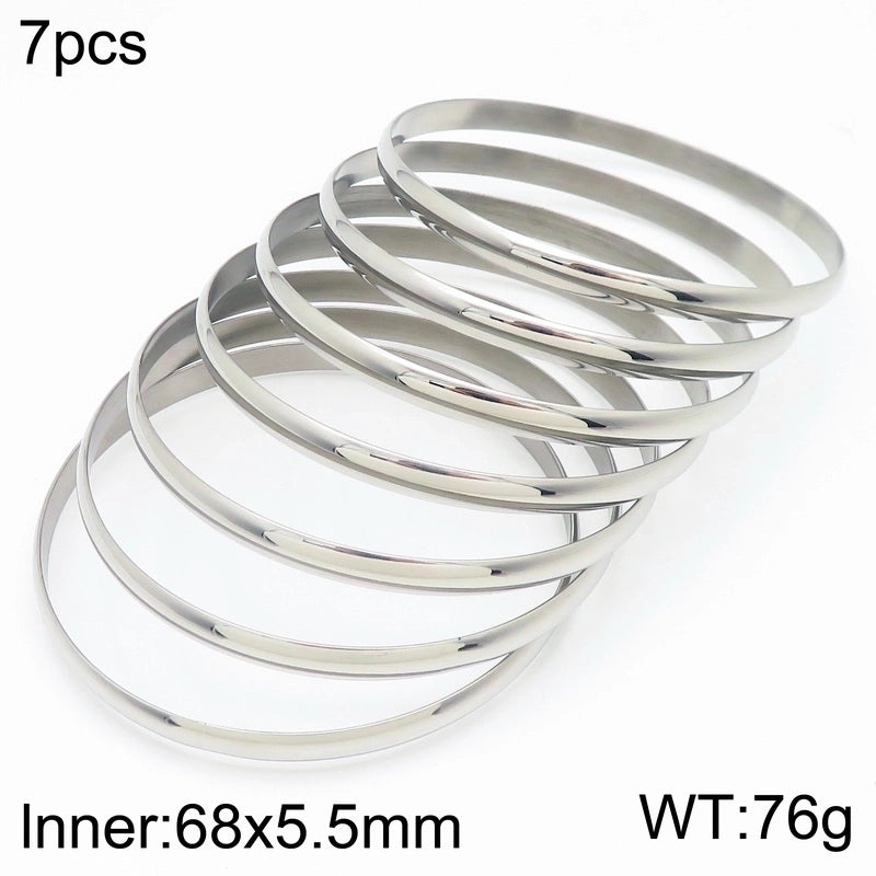 Minimalist Round Stainless Steel 18K Gold Plated Bangle In Bulk