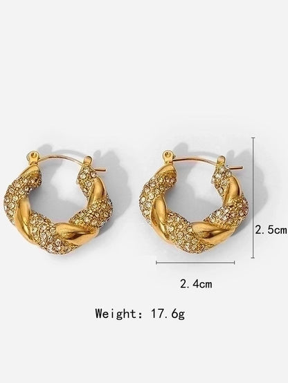 1 Pair Ins Style Retro Twist Plating Inlay Stainless Steel Zircon Earrings