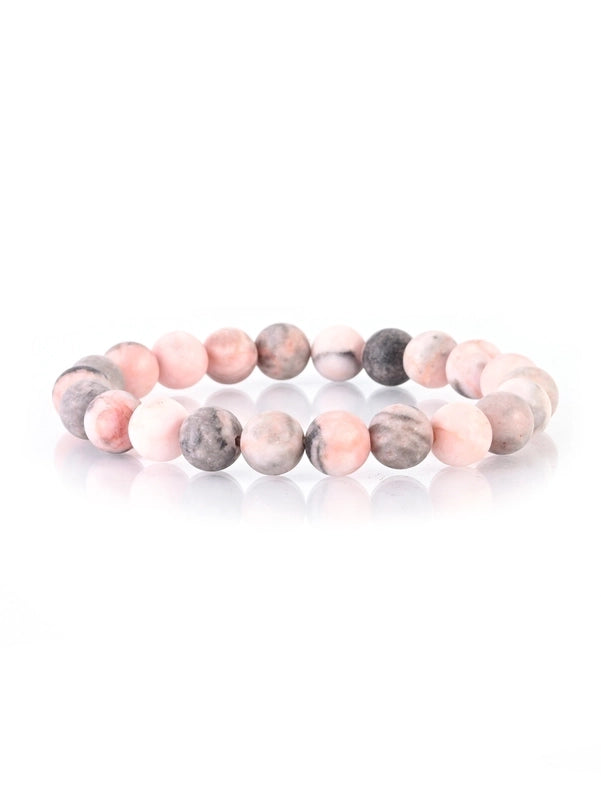 2 Pieces Casual Minimalist Round Natural Stone Lava Rock Bracelets In Bulk