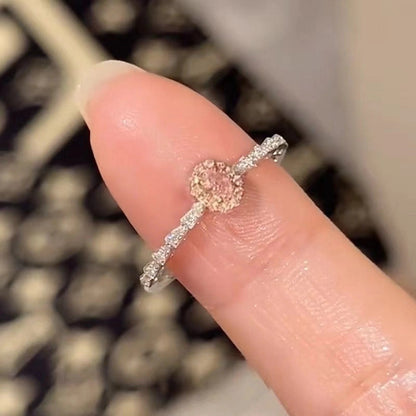 Elegant Sweet Oval Crown Copper Plating Inlay Rhinestones Open Rings