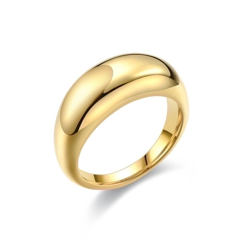 Minimalist Classic Style Solid Color Titanium Steel 18K Gold Plated Polishing Plating Rings