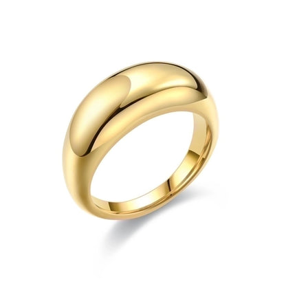 Minimalist Classic Style Solid Color Titanium Steel 18K Gold Plated Polishing Plating Rings