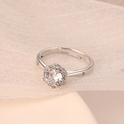 Classic Style Geometric Copper Plating Inlay Zircon 18k Gold Plated Open Ring