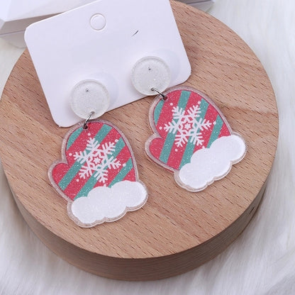 Minimalist Snowflake Arylic Printing Earrings