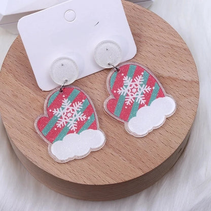 Minimalist Snowflake Arylic Printing Earrings