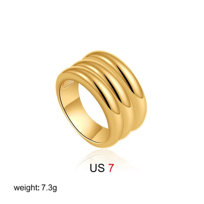 IG Style Elegant Geometric Copper Mixed Metal Rings