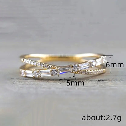 Copper Inlay Geometric Zircon Rings