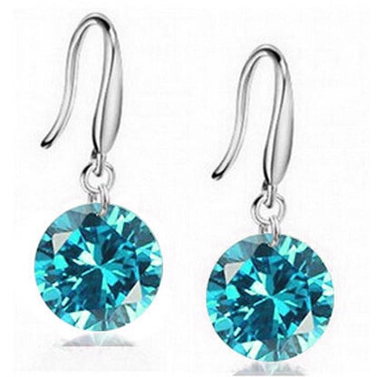 1 Pair Minimalist Round Inlay Copper Zircon Drop Earrings