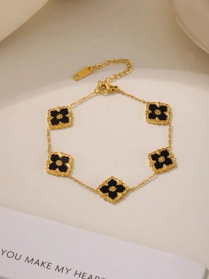 Elegant Square 304 Stainless Steel Shell 18K Gold Plated Plating Jewelry Set