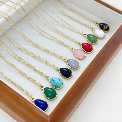 Retro Water Droplets 304 Stainless Steel Plating Pendant Necklace