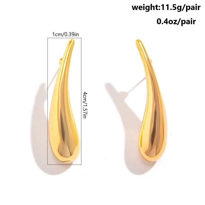 1 Pair Minimalist Oversized Geometric Copper 18k Gold Plated Drop Earrings