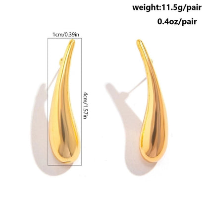 1 Pair Minimalist Oversized Geometric Copper 18k Gold Plated Drop Earrings