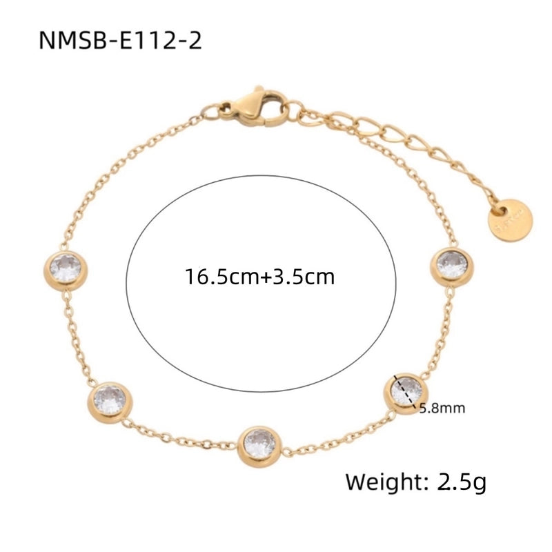 Basic Lady Geometric 304 Stainless Steel Zircon Bracelets In Bulk