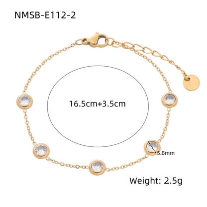 Basic Lady Geometric 304 Stainless Steel Zircon Bracelets In Bulk