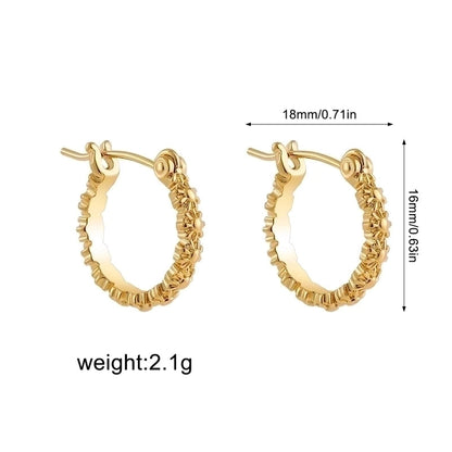 1 Pair Minimalist Shiny Cross Circle Inlay 304 Stainless Steel Zircon Earrings