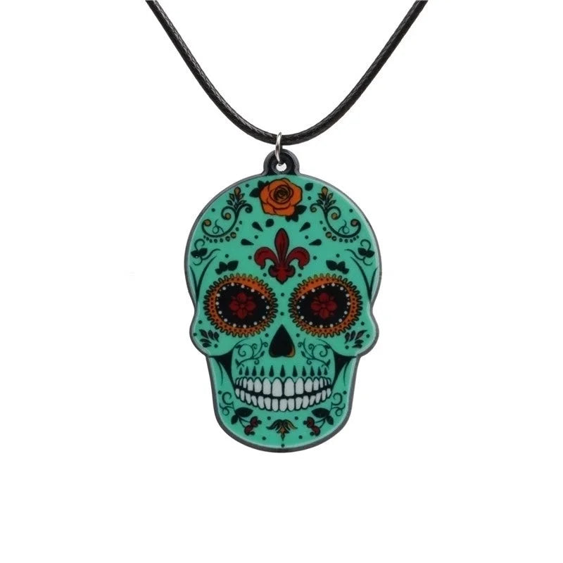 Acrylic Fashion Skeleton Skull Necklace (green) Nhyl0266-green