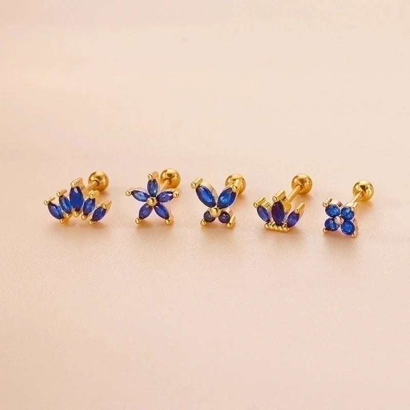 1 Piece Ear Cartilage Rings & Studs Fashion Flower 316L Stainless Steel Copper Plating Inlay Zircon