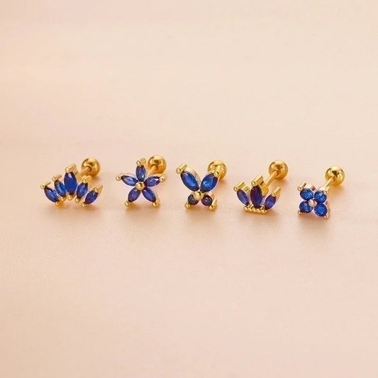 1 Piece Ear Cartilage Rings & Studs Fashion Flower 316L Stainless Steel Copper Plating Inlay Zircon