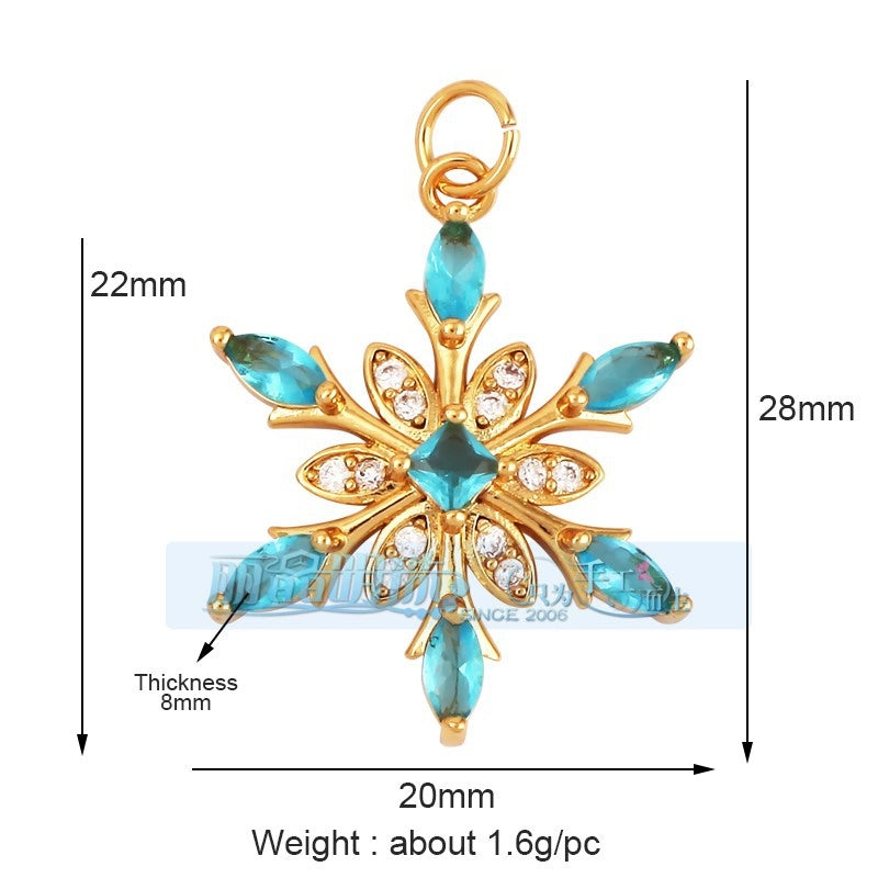 1 Piece Copper Geometric Heart Shape Snowflake Pendant Jewelry Accessories